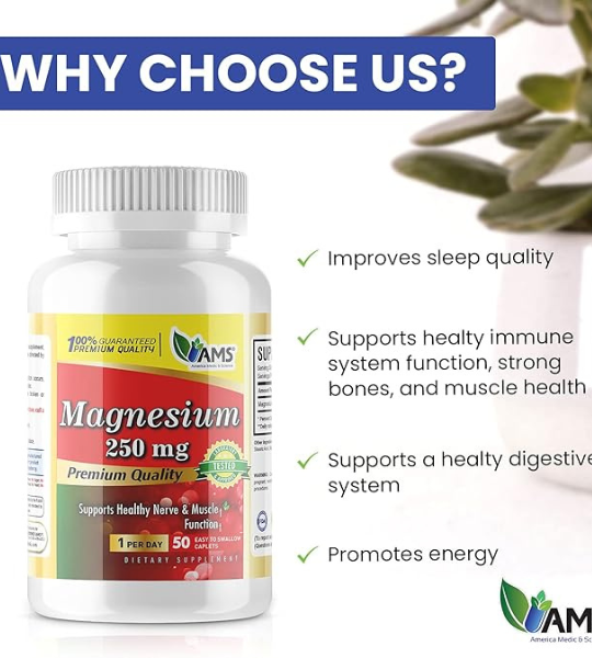 America Medic & Science Magnesium 250 mg, 100 Caplets in Pakistan