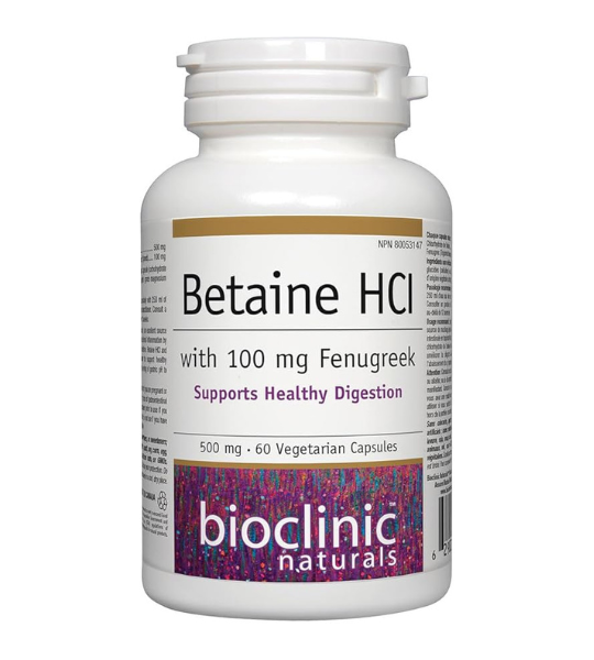 BioClinic Naturals Betaine HCL 500 mg with 100 mg, 60 Capsules in Pakistan