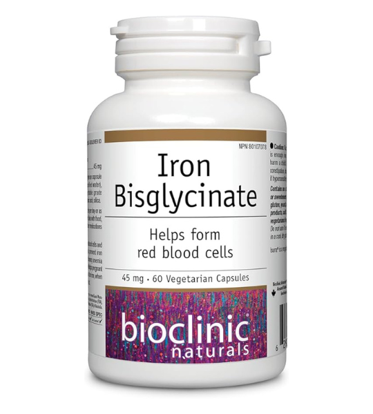 BioClinic Naturals Iron Bisglycinate 45 mg, 60 Vegetarian Capsules in Pakistan