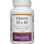 Bioclinic Naturals Vitamin D3 1000 IU & K2 (MK-7) 120 mcg, 60 Softgels in Pakistan