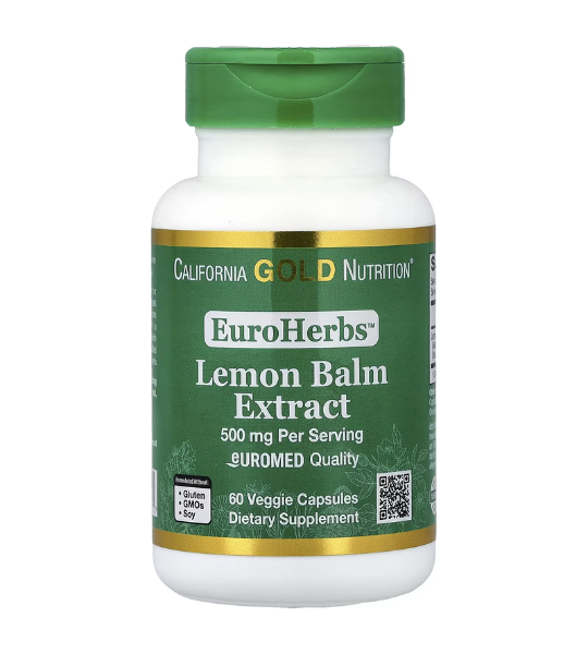 California Gold Nutrition, EuroHerbs™, Lemon Balm Extract 500 mg, 60 Veggie Capsules in Pakistan