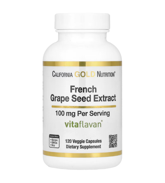 California Gold Nutrition, French Grape Seed Extract, Vitaflavan®, 100 mg, 120 Veggie Capsules in Pakistan