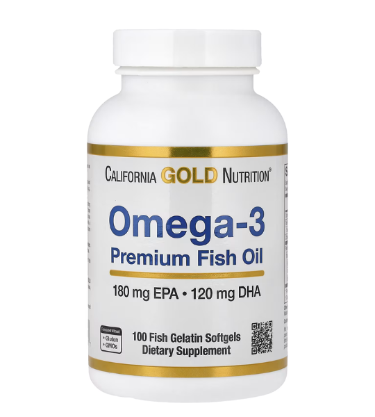 California Gold Nutrition, Omega-3 Premium Fish Oil, 100 Fish Gelatin Softgels in Pakistan