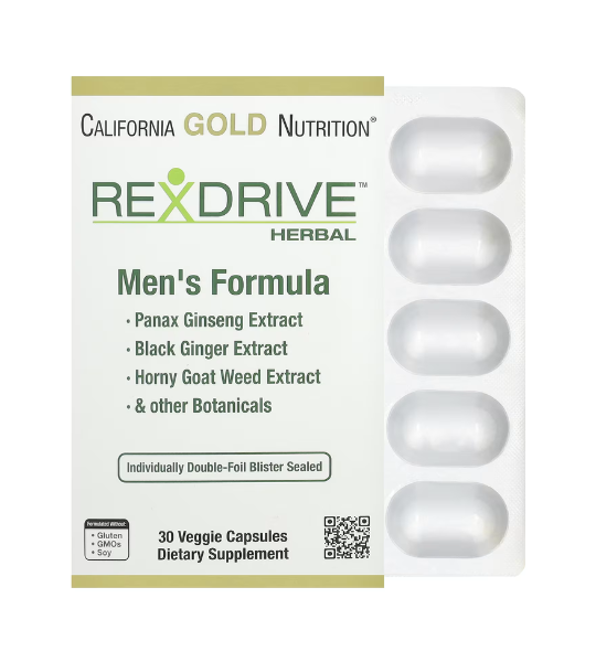 California Gold Nutrition, Rexdrive™ Men's Herbal Performance Formula 30 Veggie Capsules in Pakistan