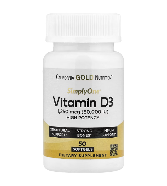 California Gold Nutrition, SimplyOne®, Vitamin D3, 1,250 mcg (50,000 IU), 50 Softgels in Pakistan