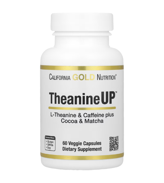 California Gold Nutrition, TheanineUP™, L-Theanine & Caffeine Plus Cocoa and Matcha, 60 Capsules in Pakistan