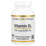 California Gold Nutrition, Vitamin D3, 125 mcg (5,000 IU), 360 Fish Gelatin Softgels in Pakistan