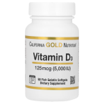 California Gold Nutrition, Vitamin D3, 125 mcg (5,000 IU), 90 Fish Gelatin Softgels in Pakistan