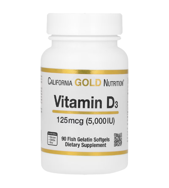 California Gold Nutrition, Vitamin D3, 125 mcg (5,000 IU), 90 Fish Gelatin Softgels in Pakistan