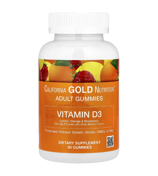 California Gold Nutrition, Vitamin D3 Gummies, Lemon, Orange, & Strawberry, 90 Gummies in Pakistan