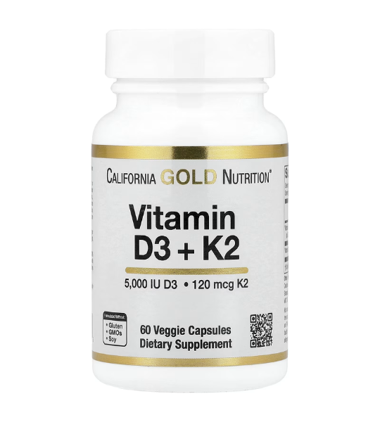 California Gold Nutrition, Vitamin D3 + K2 as MK-7, 60 Capsules in Pakistan