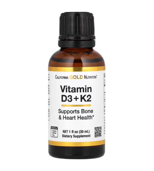 California Gold Nutrition, Vitamin D3 + K2 as MK4, 25 mcg (1,000 IU), 1 fl oz (30 ml) in Pakistan