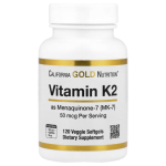 California Gold Nutrition, Vitamin K2 (as Menaquinone-7), 50 mcg, 120 Veggie Softgels in Pakistan