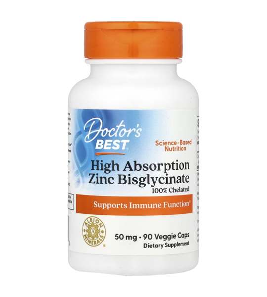 Doctor's Best, High Absorption Zinc Bisglycinate, 50 mg, 90 Veggie Caps in Pakistan