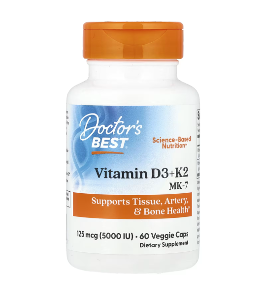 Doctor's Best, Vitamin D3 + K2, MK-7, 60 Veggie Caps in Pakistan