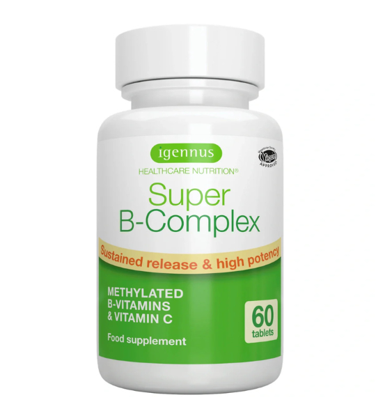 Methylated Super B-Complex, Vitamin B Complex with Vitamin C & Methylfolate, Sustained Release, 60 Tablets