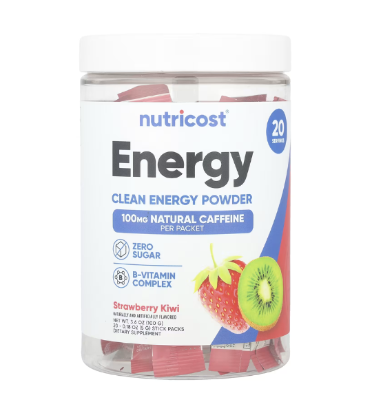 Nutricost, Energy, Clean Energy Powder, Strawberry Kiwi, 20 Stick Packs, 0.18 oz (5 g) Each in Pakistan