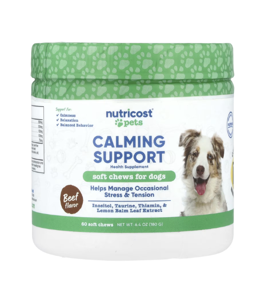 Nutricost, Pets, Calming Support, For Dogs, Beef, 60 Soft Chews, 6.4 oz (180 g) in Pakistan