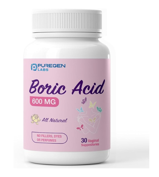 Puregen Labs Boric Acid 600 mg Vaginal Suppositories, 30 Count in Pakistan