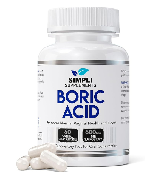 Simpli Supplements Boric Acid Suppositories for Women 600mg Capsules in Pakistan
